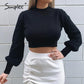 Trending Gorgeous High Waist Lantern Sleeve women's sweater - Autumn Winter Casual Pullover (TB8C)(F23)
