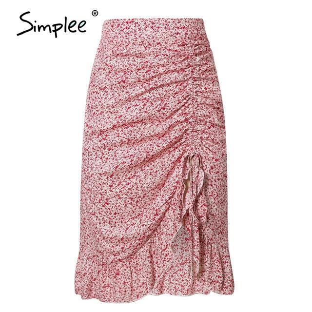 Amazing Women's Elegant Pleated Bow Midi Skirt - High Waist Casual Street Style Summer Skirt (BSK)