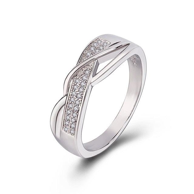 Gorgeous Engagement High Quality Valentine Present Rings - Women Crystal Golden 1PC (2U81)