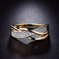Gorgeous Engagement High Quality Valentine Present Rings - Women Crystal Golden 1PC (2U81)