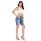 Skinny Women's Jeans - Woman Ripped Stretch Knee length Jeans Pants -Summer Blue (TBL2)(F32)