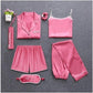Beautiful Women's Sleepwear 2 & 7 Pieces Pajama Set - Spring Summer Sexy Silk Pajamas Sets (ZP1)(F90)