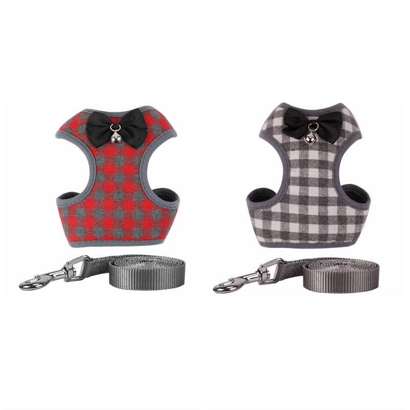 Small Dog Harness And Leash Set- Pet Cat Bowknot Vest Harness Mesh Padded Collar (2U70)
