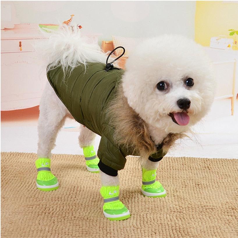 Soft Fur Hooded Coat - Winter Warm Pet Dog Clothes - For Small Medium Dogs Waterproof Puppy Jacket (W1)