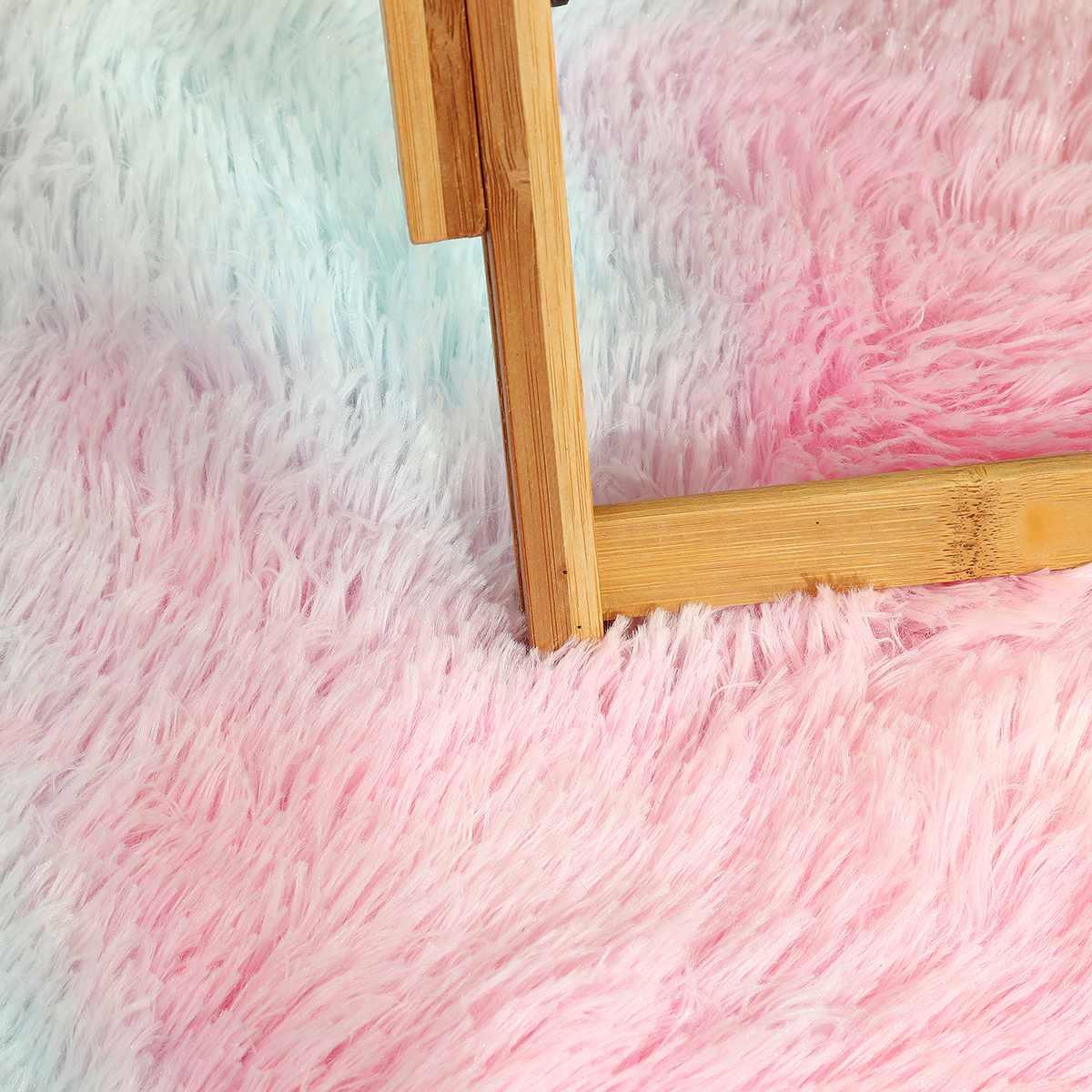 Soft Tie-Dye Art Carpet Rainbow Gradient Color Fluffy Rugs Baby Crawling Mat Living Room Carpet (D68)(RU2)(1U68)