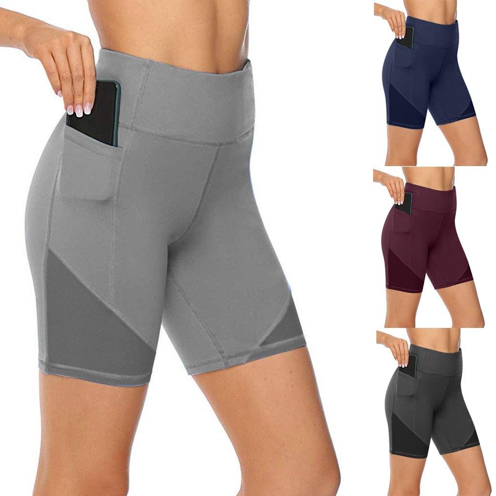 Women's High Waist Yoga Short - Abdomen Control Training Running Yoga Leggings (4U32)