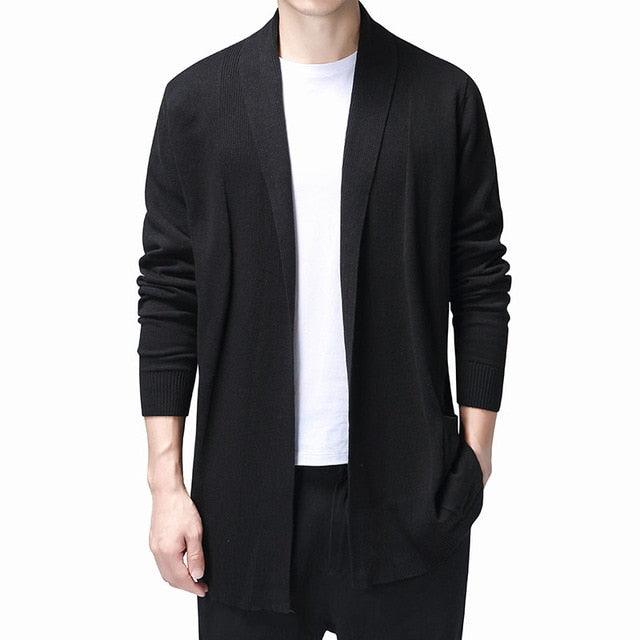 Great Solid Cardigan - Men Casual Knitted Cotton Sweater - Long Style Men's Sweaters (TM6)(T5G)(F100)