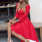 Sexy Red Long Dress - Women Dot Printing Deep V-neck A-line Elegant Dress - Fashion Clothing (BWD)(BWM)(BCD1)