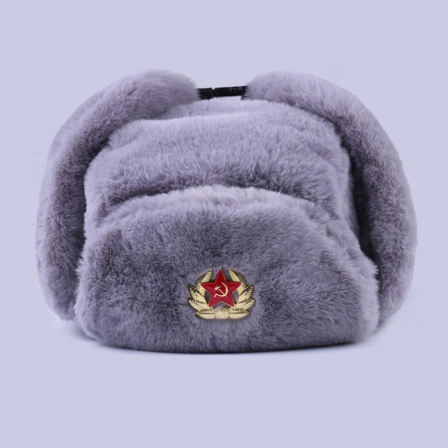 Soviet Rabbit Hat Great Soviet Badge Russian Winter Hats - Faux Rabbit Fur Army Military ...