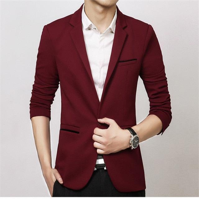 New Spring Knitted Blazer - Men Casual Knit Slim Suit Jackets - Business Waite Blazer (T2M)(T1M)