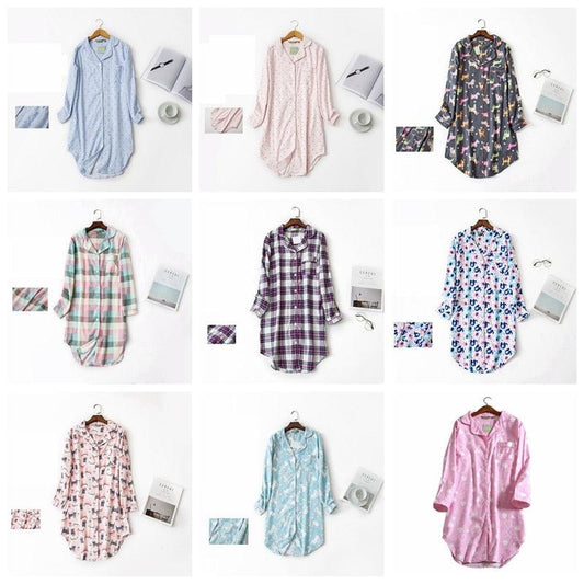 Wonderful Spring Casual Women's Cotton Long Sleeve Nightgown- Oversize Sleep Shirt 100% cotton (D90)(ZP2)