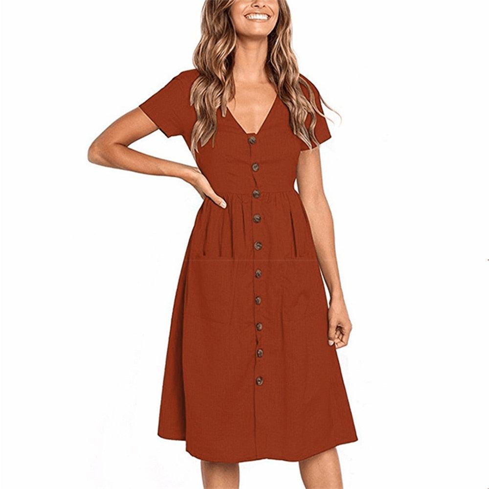 Trending Spring Summer Dress - Women Sexy Fashion Solid Party Dress