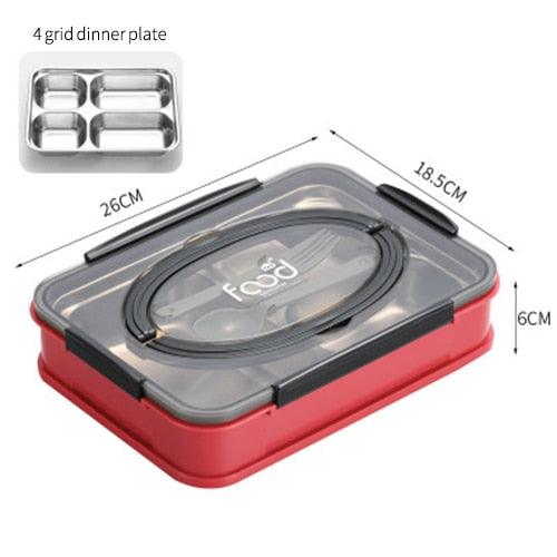 Stainless Steel Insulated Lunch Box - student School Compartment Lunch Box Tableware (2AK1)(F61)