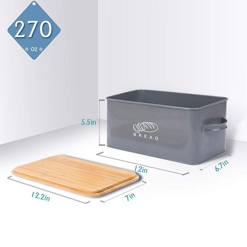 Storage Boxes Bread Bins With Bamboo Cutting Board Lid - Metal Galvanized Snack Box (AK9)(1U61)