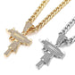 Submachine Fashion Gun Pattern Necklace Gold Color Stainless Steel Cool Fashion Military Pendant & Chain For Men (MJ2)