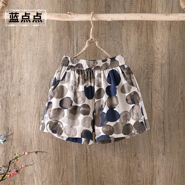 Gorgeous Summer Cotton Women's Shorts - Plus Size - Elastic High Waist - Casual Print Shorts (TBL2)(F32)