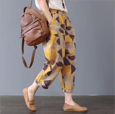 Gorgeous Summer Cotton Women's Shorts - Plus Size - Elastic High Waist - Casual Print Shorts (TBL2)(F32)