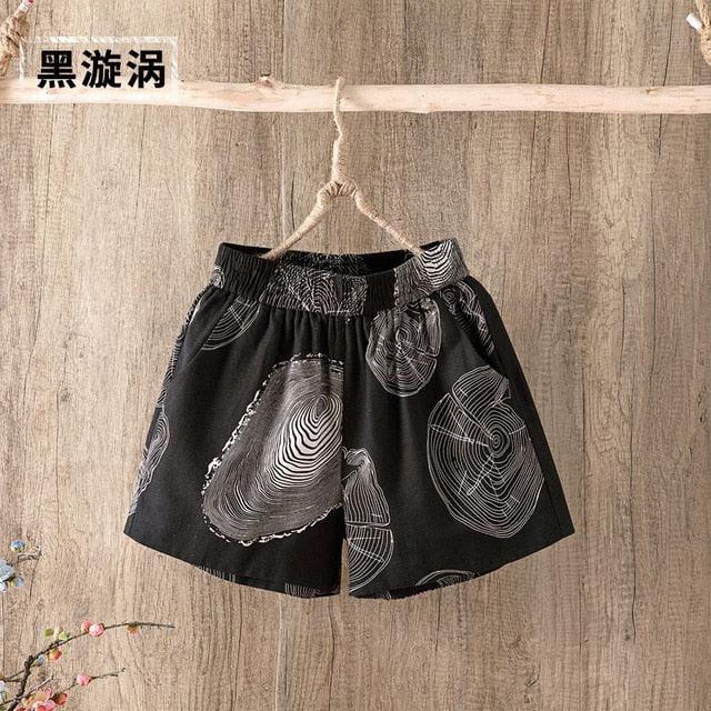 Gorgeous Summer Cotton Women's Shorts - Plus Size - Elastic High Waist - Casual Print Shorts (TBL2)(F32)