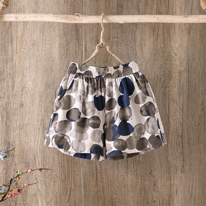 Gorgeous Summer Cotton Women's Shorts - Plus Size - Elastic High Waist - Casual Print Shorts (TBL2)(F32)