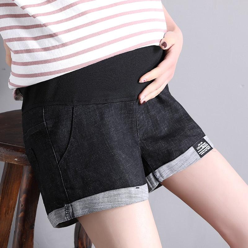 Summer Cotton Maternity Clothing Denim Short - Mother Jean Pants - Pregnant Women Elastic Waist Jeans (D4)(Z2)