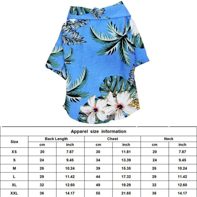 Dog Clothes - Summer Beach Shirt Dog Cute Print Hawaii Beach Casual Pet Travel Shirt (2U69)