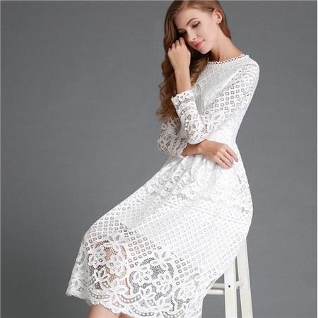 Beautiful Autumn Dress - Sexy Elegant Long White Lace Dress Deals DejaVu Beautiful Autumn Dress - Sexy Elegant Long White Lace Dress Deals DejaVu