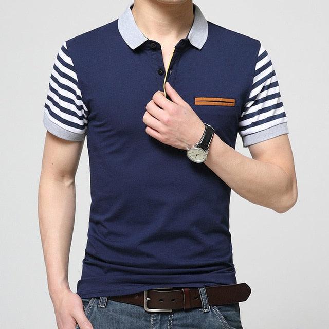 Summer New Men's High Quality Patchwork Breathable Cotton Short Sleeve Tops (TM8)(F8)