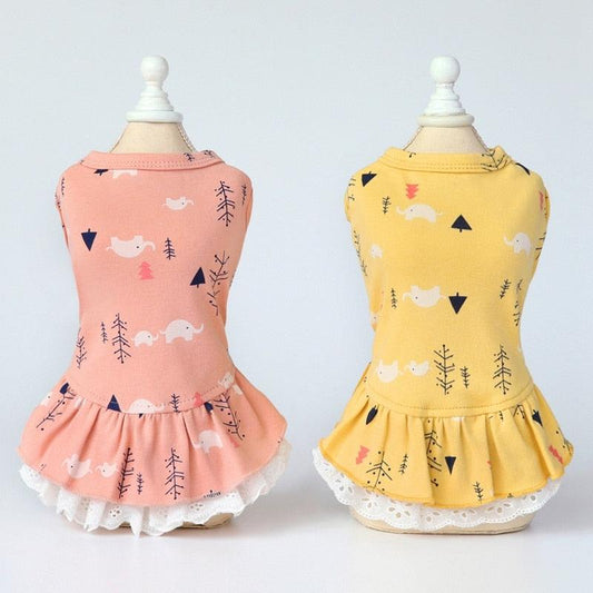 Summer Pet Cotton Printed Dress - Pet Dog Clothes Puppy Princess Dress Skirt Puppy Clothing (2U69)