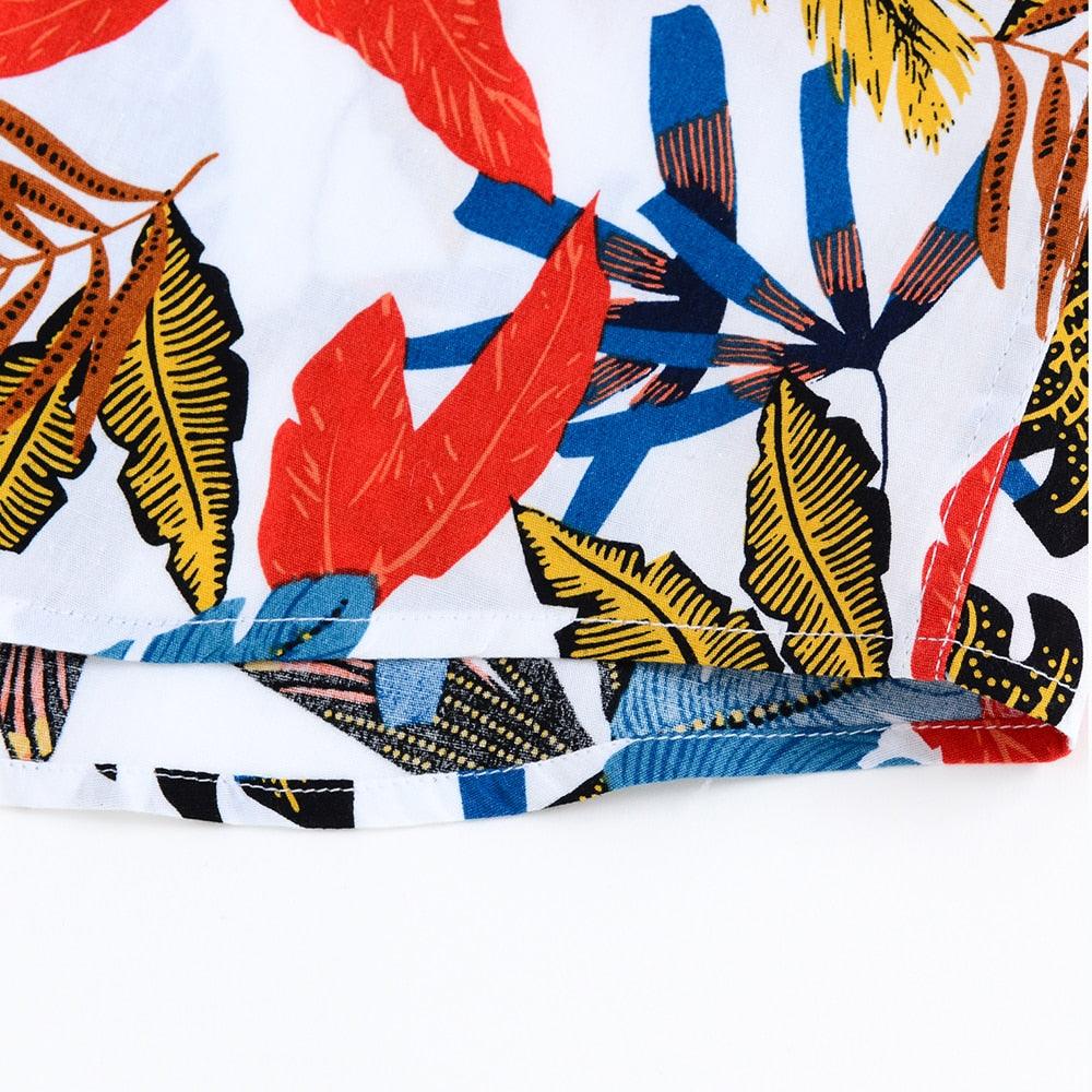 Summer Pure Cotton Men's Hawaiian Shirt - Loose Printed Short Sleeve Hawaii Flower Men Beach Floral Shirts (TM1)
