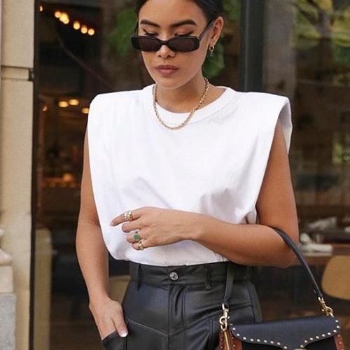 Summer Sleeveless White Loose Top - Women O Neck Casual Basic Sport Vest Tops - Female Streetwear Fashion Tank (TB3)(F19)