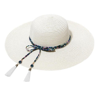 Cute Summer Straw Hat - Women Big Wide Brim Sun Protection Beach Hat - Adjustable Floppy Foldable Sun Hats (3U44)