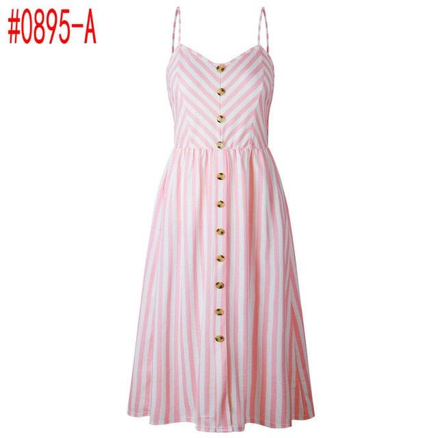 Great Summer Women Dress - Vintage Sexy Bohemian Floral Beach Dress - Sundress Pocket Striped Female Brand (WS06)