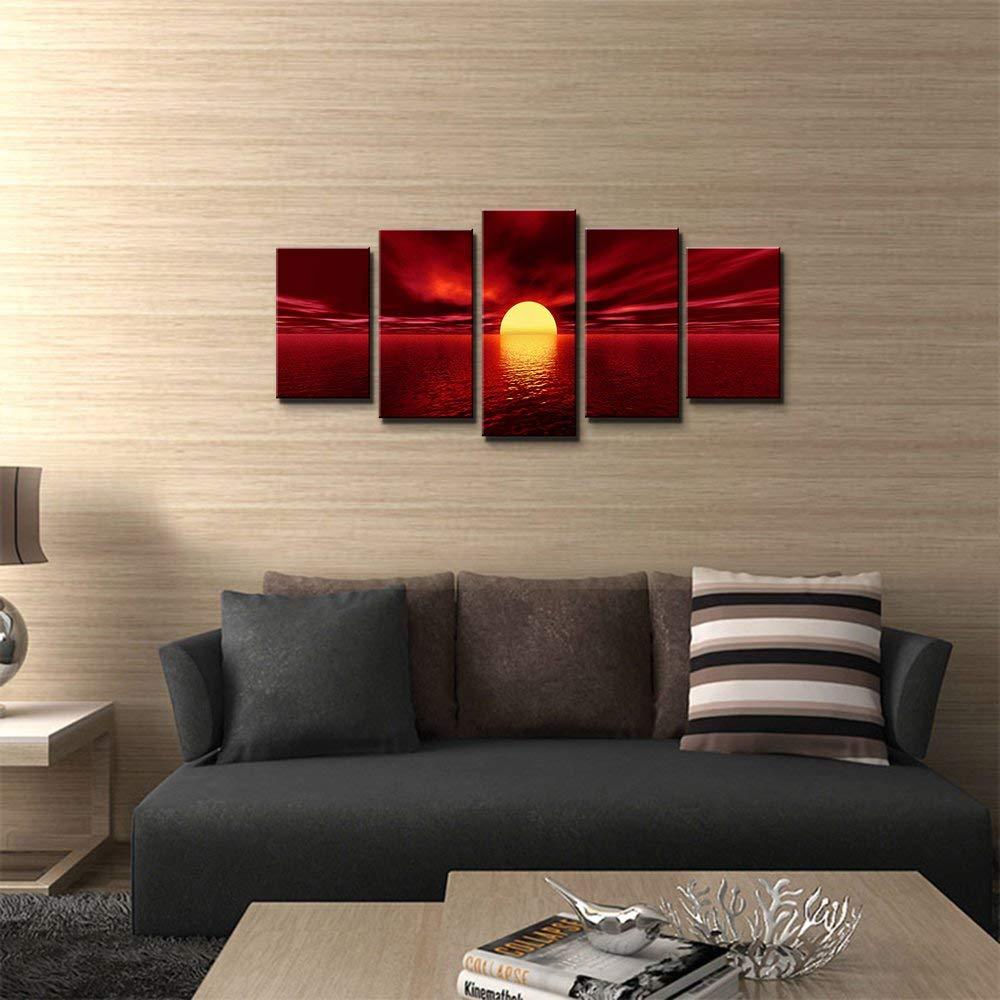 Sunrise Red Landscape Canvas Prints Poster Oil Painting Framed Pictures (1BM)(1U63) (AD1)(1U62)(F63)