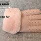 Super Warm Women Winter Warm Real Leather Gloves - Female Sheep Fur Gloves (6WH1)