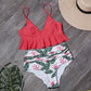 Summer Women Swimwear Bikini Bathing Suit - Ruffles Swimwear - Push Up Bikini Women's High Waisted Bikini (TB8D)(F26)