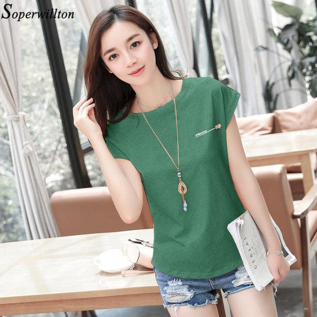 Beautiful Women T Shirt - Summer Casual Top - Woman Cotton Top - Lady Solid Short Clothes (TB2)(TB3)(F19)