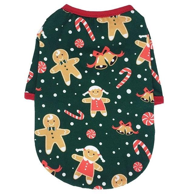 T-shirt Soft Puppy Dogs Cat Clothes - Cute Pet Dog Clothes - Cartoon Clothing Christmas Shirt Casual Vests (2U75)(2U69)