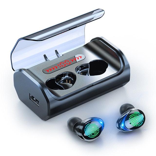 T8 Bluetooth 5.0 Earphone Touch Control Wireless Headphones HD Stereo Waterproof Headset with 2500 mAh LED Display Charging Box (AH1)((RS8)
