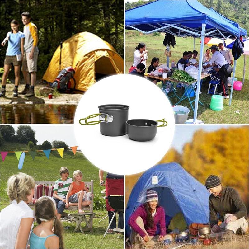 3Pcs Portable Picnic Pot Ultralight Camping Cookware - Outdoor Camping Cookware Set (AK1)