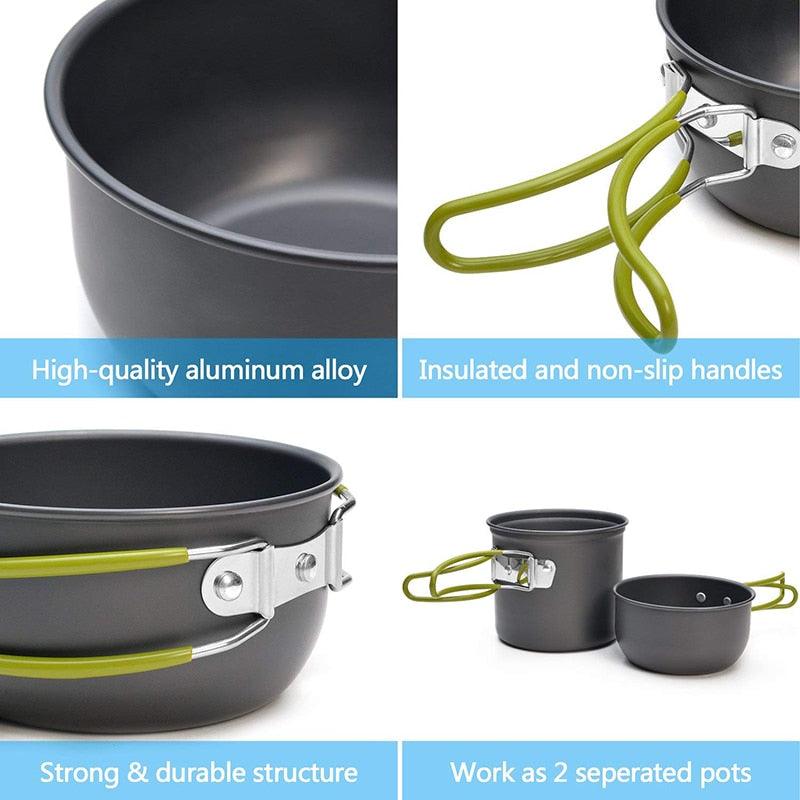 3Pcs Portable Picnic Pot Ultralight Camping Cookware - Outdoor Camping Cookware Set (AK1)
