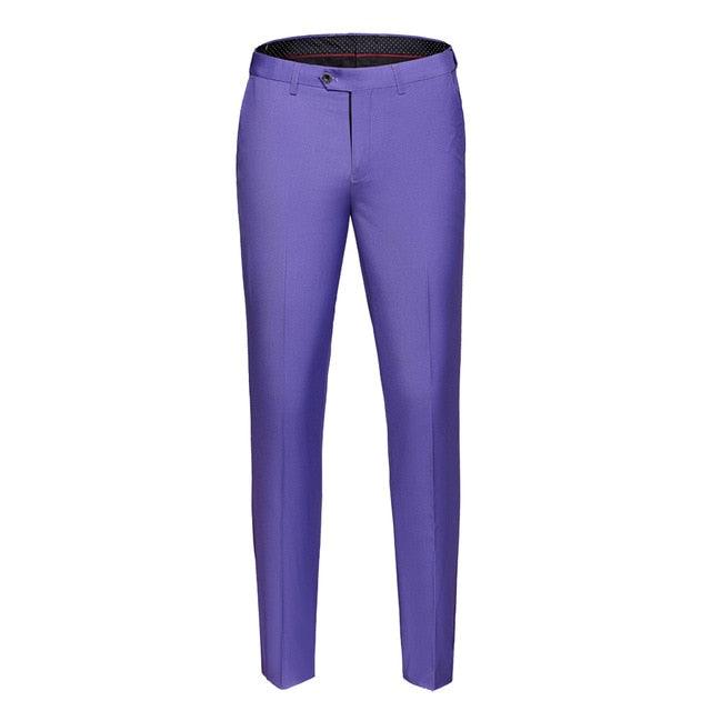 Lars Amadeus Men's Slim Fit Flat Front Solid Color Skinny Business Dress  Pants Purple 38 : Target