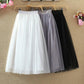 Long Tulle Skirts - Women Summer Elastic High Waist Mesh Pleated Skirt - Maxi Skirt (TB7)