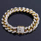 Great Bracelet Copper Iced Out Gold Color Plated CZ Stone 14mm Chain Bracelets With 7" 8" Two sizes (MJ3)(F83)