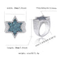 New Hexagon Star Silver Color Blue Iced Out Cubic Zircon Rings (MJ1)