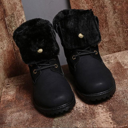 Great Women's Ankle Boots - Waterproof Warm Women Flat Boots - Quality PU Leather Platform (BB1)(BB5)(F38)(F107)