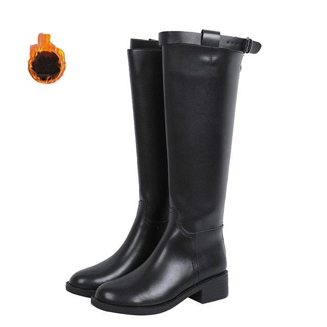 Great Winter Boots - Women Mid-Calf PU Leather Black Zip Boots - High Quality Waterproof Shoes (BB3)(BB5)(BB2)