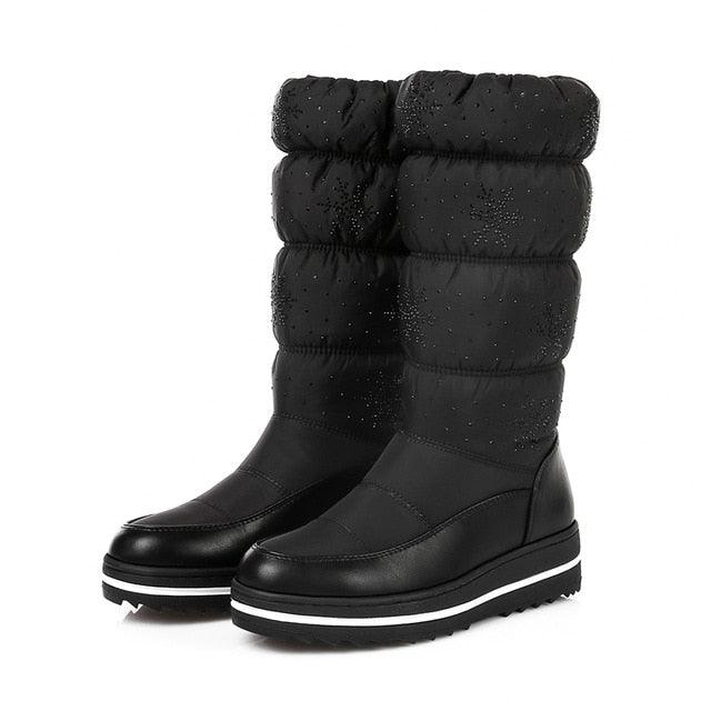 Winter Snow Boots - Women Warm Plush Mid-calf Waterproof Boot - Fur Platform Boots (D38)(D85)(BB3)(BB5)
