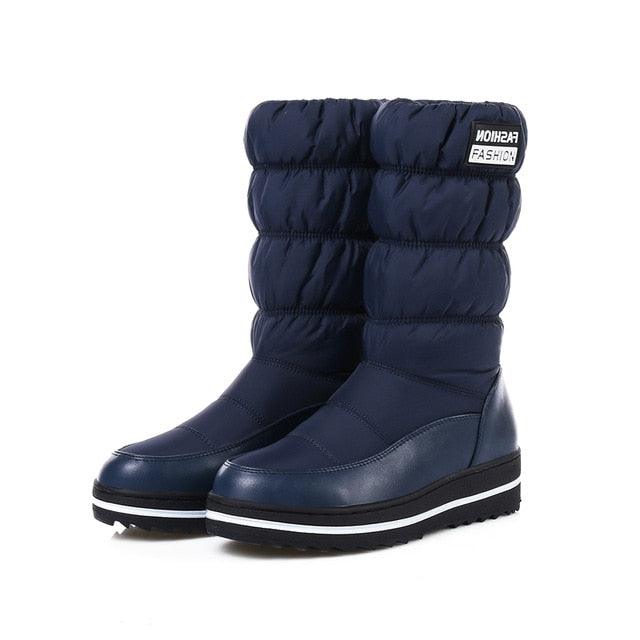 Winter Snow Boots - Women Warm Plush Mid-calf Waterproof Boot - Fur Platform Boots (D38)(D85)(BB3)(BB5)