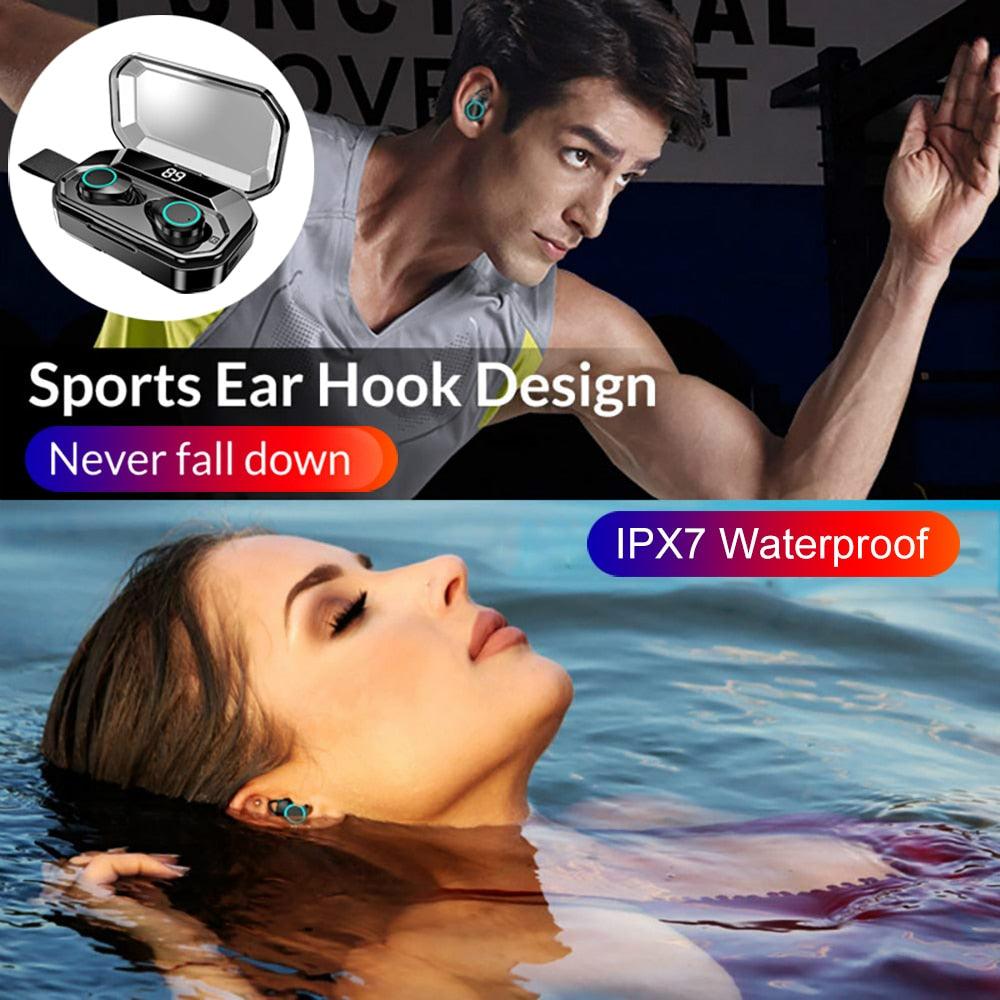 TWS 5.0 Bluetooth Earphone 4000mAh LED Display Wireless Bluetooth Headphones IPX7 Waterproof Earbuds Stereo Headsets With Mic (AH1)(RS8)(F49)