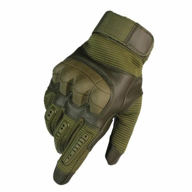 Touch Screen Tactical Rubber Hard Knuckle Full Finger Gloves - Military Army Paintball Combat PU Leather Glove (2U103)